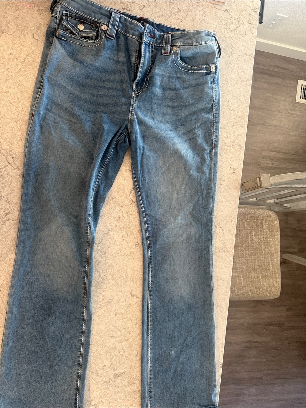 True Religion Becca Mid Rise bootcut Jeans Signature Back red Stitch - Picture 5 of 5